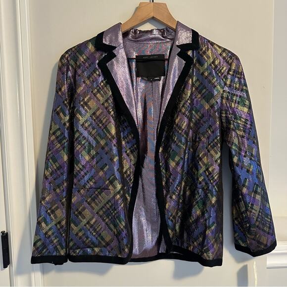 NWT Marc Jacobs Metallic Purple Blazer Jacket 6 - Picture 10 of 13